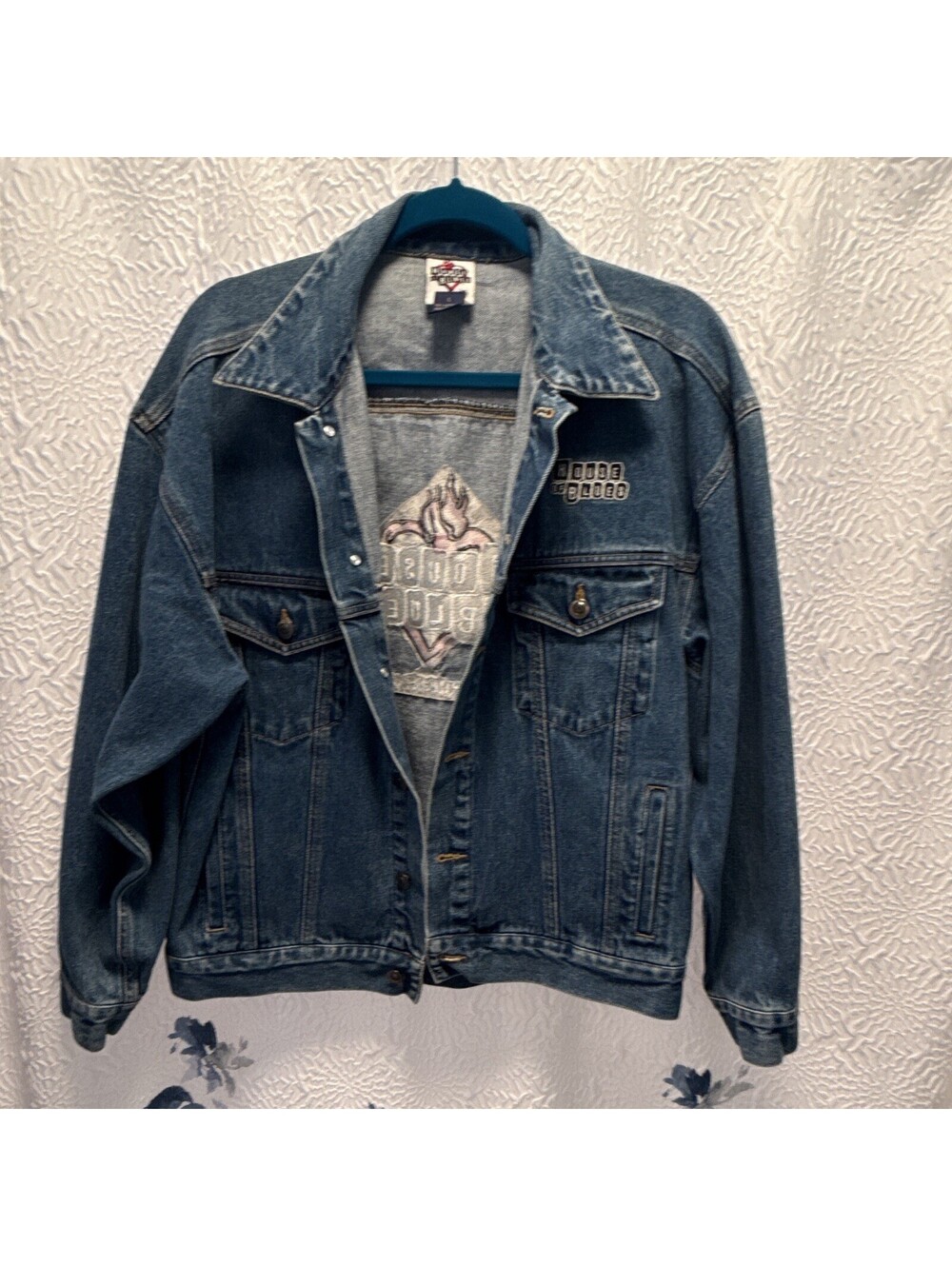 Vintage House of Blues Men's Blue Denim Jacket Embroidered Logo Size L